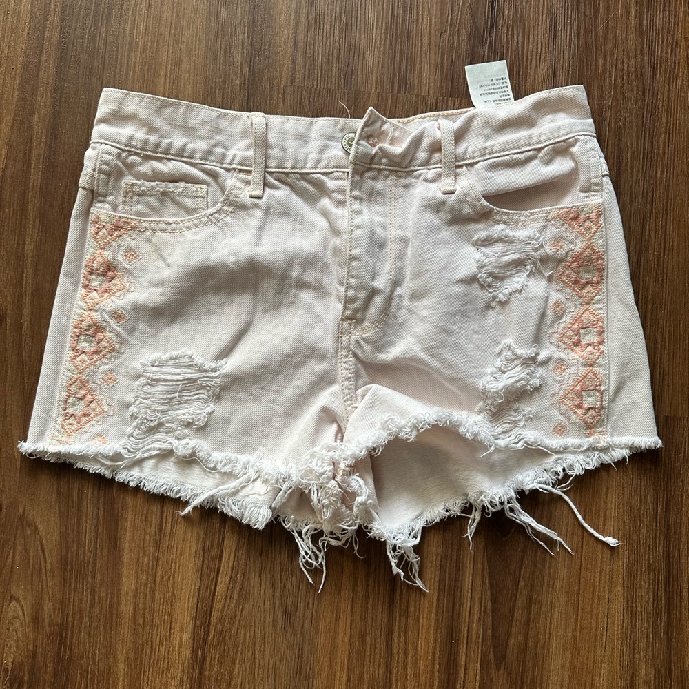 Pink denim shorts